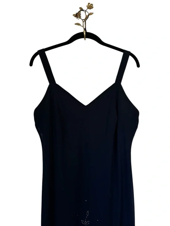 Vintage R&M Richards Maxi Dress Blue Beaded Evening Wedding Cocktail - Picture 3 of 8